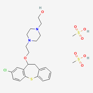 molecular formula C24H35ClN2O8S3 B12705724 1-Piperazineethanol, 4-(2-((8-chloro-10,11-dihydrodibenzo(b,f)thiepin-10-yl)oxy)ethyl)-, dimethanesulfonate CAS No. 93779-42-1