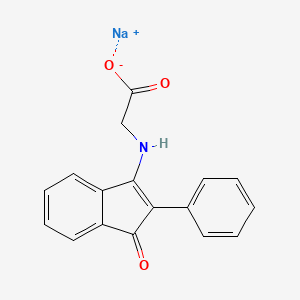 molecular formula C17H12NNaO3 B12705777 Glycine, N-(1-oxo-2-phenylinden-3-yl)-, sodium salt CAS No. 7606-08-8