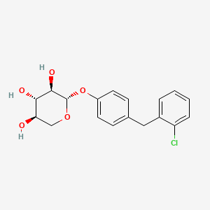 molecular formula C18H19ClO5 B12705799 beta-D-Xylopyranoside, 4-((2-chlorophenyl)methyl)phenyl CAS No. 147029-85-4