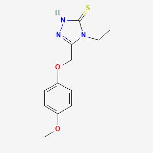 molecular formula C12H15N3O2S B1270582 4-乙基-5-[(4-甲氧基苯氧基)甲基]-4H-1,2,4-三唑-3-硫醇 CAS No. 482652-22-2