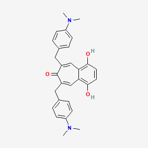 molecular formula C29H30N2O3 B12705837 6,8-Bis(4-(dimethylamino)benzyl)-1,4-dihydroxy-7H-benzo(a)cyclohepten-7-one CAS No. 156306-84-2