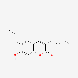 molecular formula C18H24O3 B12705857 2H-1-Benzopyran-2-one, 3,6-dibutyl-7-hydroxy-4-methyl- CAS No. 111052-69-8