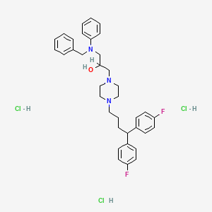 molecular formula C36H44Cl3F2N3O B12705865 1-Piperazineethanol, 4-(4,4-bis(4-fluorophenyl)butyl)-alpha-((phenyl(phenylmethyl)amino)methyl)-, trihydrochloride CAS No. 143760-29-6