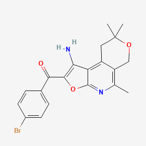 molecular formula C20H19BrN2O3 B12705872 Methanone, (1-amino-8,9-dihydro-5,8,8-trimethyl-6H-furo(2,3-b)pyrano(4,3-d)pyridin-2-yl)(4-bromophenyl)- CAS No. 172985-16-9