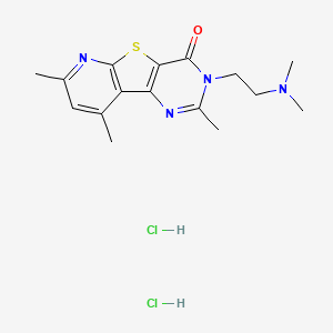 B12705930 5-[2-(dimethylamino)ethyl]-4,11,13-trimethyl-8-thia-3,5,10-triazatricyclo[7.4.0.02,7]trideca-1(9),2(7),3,10,12-pentaen-6-one;dihydrochloride CAS No. 89481-13-0