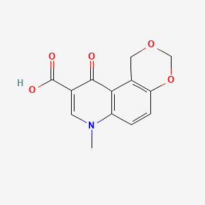 molecular formula C13H11NO5 B12705949 7,10-Dihydro-7-methyl-10-oxo-1H-[1,3]dioxino[5,4-f]quinoline-9-carboxylic acid CAS No. 34435-60-4