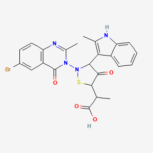 5-Isothiazolidineacetic acid, 2-(6-bromo-2-methyl-4-oxo-3(4H)-quinazolinyl)-alpha-methyl-3-(2-methyl-1H-indol-3-yl)-4-oxo-