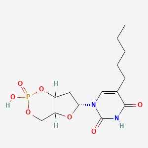 2,4(1H,3H)-Pyrimidinedione, 5-pentyl-1-((6R)-tetrahydro-2-hydroxy-2-oxido-4H-furo(3,2-d)-1,3,2-dioxaphosphorin-6-yl)-