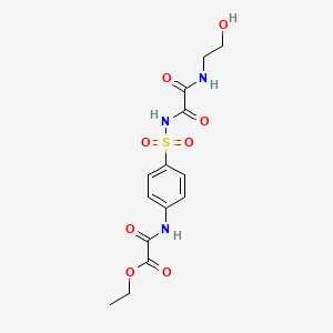 molecular formula C14H17N3O8S B12706112 Acetic acid, ((4-((((2-hydroxyethyl)amino)oxoacetyl)amino)sulfonyl)phenyl)amino)oxo-, ethyl ester CAS No. 81717-18-2