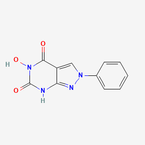 molecular formula C11H8N4O3 B12706136 5-Hydroxy-2-phenyl-2H-pyrazolo(3,4-d)pyrimidine-4,6(5H,7H)-dione CAS No. 16078-64-1