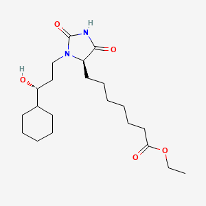 Ethyl (R-(R*,R*))-3-(3-cyclohexyl-3-hydroxypropyl)-2,5-dioxoimidazolidine-4-heptanoate