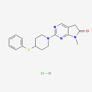 molecular formula C18H21ClN4OS B12706204 6H-Pyrrolo(2,3-d)pyrimidin-6-one, 5,7-dihydro-7-methyl-2-(4-(phenylthio)-1-piperidinyl)-, monohydrochloride CAS No. 122113-37-5