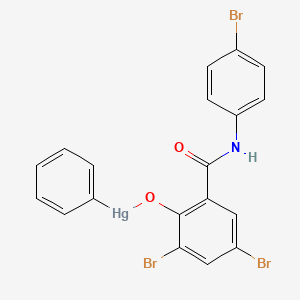 molecular formula C19H12Br3HgNO2 B12706228 Mercury, (2,4-dibromo-6-((p-bromophenyl)carbamoyl)phenoxy)phenyl- CAS No. 94255-67-1