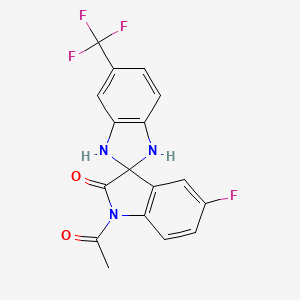 Spiro(2H-benzimidazole-2,3'-(3H)indol)-2'(1'H)-one, 1,3-dihydro-1'-acetyl-5'-fluoro-5-(trifluoromethyl)-