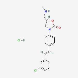 molecular formula C19H20Cl2N2O2 B12706573 2-Oxazolidinone, 3-(4-(2-(3-chlorophenyl)ethenyl)phenyl)-5-((methylamino)methyl)-, monohydrochloride CAS No. 84459-97-2