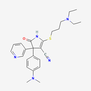 1H-Pyrrole-3-carbonitrile, 4,5-dihydro-2-((3-(diethylamino)propyl)thio)-4-(4-(dimethylamino)phenyl)-5-oxo-4-(3-pyridinyl)-