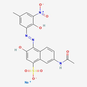 Sodium 7-(acetylamino)-3-hydroxy-4-((2-hydroxy-5-methyl-3-nitrophenyl)azo)naphthalene-1-sulphonate