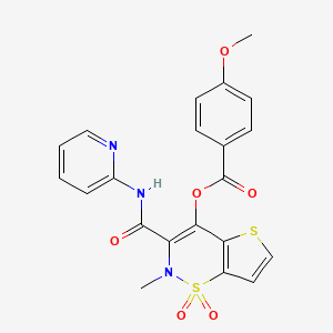 Benzoic acid, 4-methoxy-, 2-methyl-3-((2-pyridinylamino)carbonyl)-2H-thieno(2,3-e)-1,2-thiazin-4-yl ester, S,S-dioxide