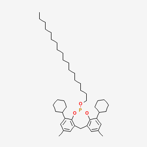 molecular formula C45H71O3P B12706826 4,8-Dicyclohexyl-2,10-dimethyl-6-(octadecyloxy)-12H-dibenzo(d,g)(1,3,2)dioxaphosphocin CAS No. 73912-20-6