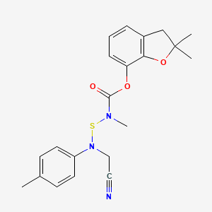 Carbamic acid, (((cyanomethyl)(4-methylphenyl)amino)thio)methyl-, 2,3-dihydro-2,2-dimethyl-7-benzofuranyl ester