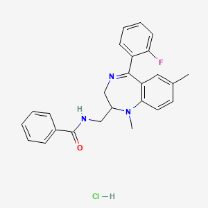 Benzamide, N-((5-(2-fluorophenyl)-1,7-dimethyl-2,3-dihydro-1H-1,4-benzodiazepin-2-yl)methyl)-, monohydrochloride