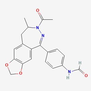 7H-1,3-Dioxolo(4,5-h)(2,3)benzodiazepine, 8,9-dihydro-7-acetyl-5-(4-(formylamino)phenyl)-8-methyl-