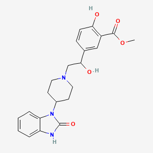 Benzoic acid, 2-hydroxy-5-(1-hydroxy-2-(4-(2-oxo-2,3-dihydro-1H-benzimidazol-1-yl)-1-piperidinyl)ethyl)-, methyl ester