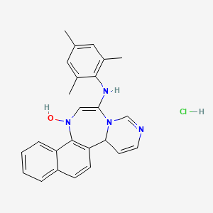 molecular formula C25H25ClN4O B12707312 Naphtho(2,1-f)pyrimido(1,6-d)(1,4)diazepin-1(11H)-one, 12,13-dihydro-3-((2,4,6-trimethylphenyl)amino)-, monohydrochloride CAS No. 108445-48-3