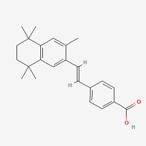 molecular formula C24H28O2 B12707355 Benzoic acid, 4-(2-(5,6,7,8-tetrahydro-3,5,5,8,8-pentamethyl-2-naphthalenyl)ethenyl)-, (E)- CAS No. 158141-92-5