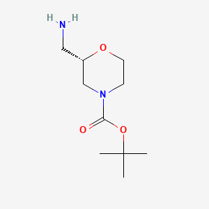 molecular formula C10H20N2O3 B1270736 (S)-tert-Butyl 2-(aminomethyl)morpholine-4-carboxylate CAS No. 879403-42-6