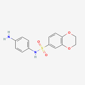 molecular formula C14H14N2O4S B1270746 N-(4-aminophenyl)-2,3-dihydro-1,4-benzodioxine-6-sulfonamide CAS No. 792954-01-9