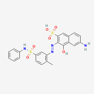 molecular formula C23H20N4O6S2 B12707517 6-Amino-3-((5-anilinosulphonyl-2-methylphenyl)azo)-4-hydroxynaphthalene-2-sulphonic acid CAS No. 85409-54-7