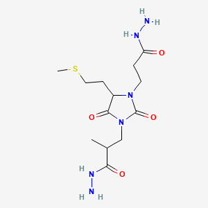 molecular formula C13H24N6O4S B12707562 alpha1-Methyl-4-(2-(methylthio)ethyl)-2,5-dioxoimidazolidine-1,3-di(propionohydrazide) CAS No. 88122-31-0