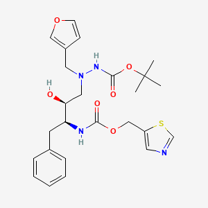 molecular formula C25H32N4O6S B12707568 5S-(((5-Thiazolyl)methoxy)carbonyl)amino-2-(t-butyloxycarbonyl)amino-4S-hydroxy-1-(3-furanyl)-6-phenyl-2-azahexane CAS No. 162739-38-0