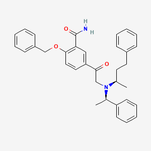 molecular formula C34H36N2O3 B12707578 (R-(R*,R*))-2-(Benzyloxy)-5-(((1-methyl-3-phenylpropyl)(1-phenylethyl)amino)acetyl)benzamide CAS No. 84963-37-1