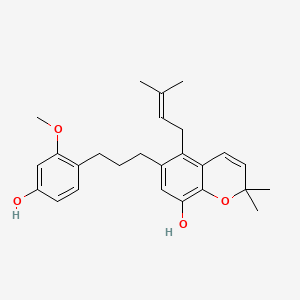 6-(3-(4-Hydroxy-2-methoxy-phenyl)-propyl)-2,2-dimethyl-5-(3-methyl-but-2-enyl)-2H-1-benzopyran-8-ol