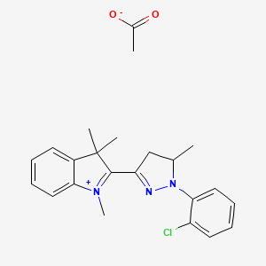 molecular formula C23H26ClN3O2 B12707626 2-[1-(2-Chlorophenyl)-4,5-dihydro-5-methyl-1H-pyrazol-3-YL]-1,3,3-trimethyl-3H-indolium acetate CAS No. 83969-23-7