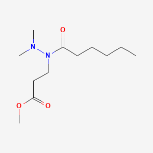 molecular formula C12H24N2O3 B12707801 Hexanoic acid, 1-(3-methoxy-3-oxopropyl)-2,2-dimethylhydrazide CAS No. 96804-35-2