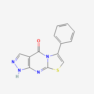 molecular formula C13H8N4OS B12707859 Pyrazolo(3,4-d)thiazolo(3,2-a)pyrimidin-4(1H)-one, 6-phenyl- CAS No. 152423-08-0