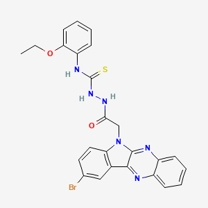 molecular formula C25H21BrN6O2S B12707892 6H-Indolo(2,3-b)quinoxaline-6-acetic acid, 9-bromo-, 2-(((2-ethoxyphenyl)amino)thioxomethyl)hydrazide CAS No. 109322-19-2