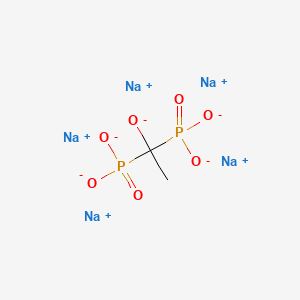 molecular formula C2H3Na5O7P2 B12707903 Phosphonic acid, (1-hydroxyethylidene)bis-, pentasodium salt CAS No. 13710-39-9