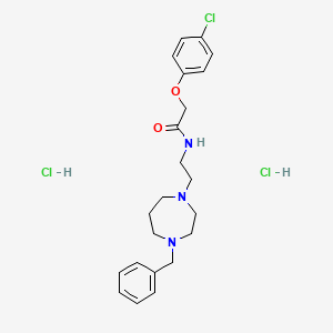 molecular formula C22H30Cl3N3O2 B12707932 Acetamide, 2-(4-chlorophenoxy)-N-(2-(hexahydro-4-(phenylmethyl)-1H-1,4-diazepin-1-yl)ethyl)-,dihydrochloride CAS No. 87576-02-1