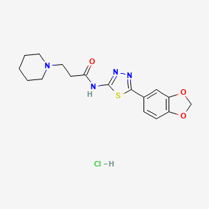 1-Piperidinepropanamide, N-(5-(1,3-benzodioxol-5-yl)-1,3,4-thiadiazol-2-yl)-, monohydrochloride