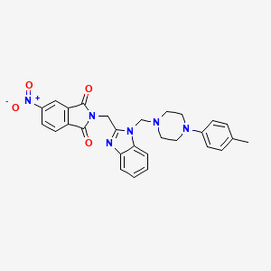 1H-Isoindole-1,3(2H)-dione, 2-((1-((4-(4-methylphenyl)-1-piperazinyl)methyl)-1H-benzimidazol-2-yl)methyl)-5-nitro-