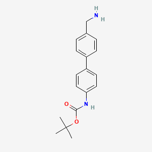 molecular formula C18H22N2O2 B1270839 4-(4'-氨甲基)苯基-1-N-Boc-苯胺 CAS No. 811842-12-3