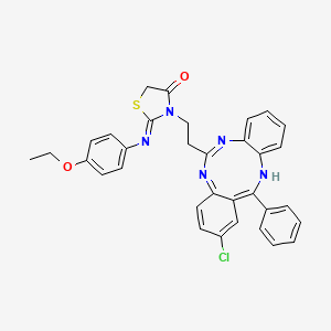 4-Thiazolidinone, 3-(2-(2-chloro-13-phenyl-5H-dibenzo(d,h)(1,3,6)triazonin-6-yl)ethyl)-2-((4-ethoxyphenyl)imino)-