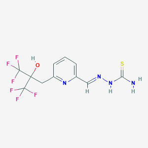 molecular formula C11H10F6N4OS B12708602 2-Pyridinecarboxaldehyde, 6-(2-hydroxy-3,3,3-trifluoro-2-(trifluoromethyl)propyl)-, thiosemicarbazone CAS No. 102206-47-3