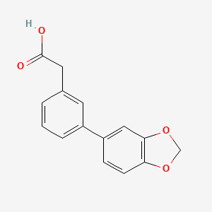 molecular formula C15H12O4 B1270867 3-Biphenyl-[1,3]dioxol-5-yl-acetic acid CAS No. 669713-75-1