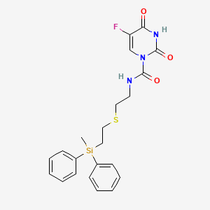 molecular formula C22H24FN3O3SSi B12708912 1(2H)-Pyrimidinecarboxamide, 3,4-dihydro-2,4-dioxo-5-fluoro-N-(2-((2-(methyldiphenylsilyl)ethyl)thio)ethyl)- CAS No. 103579-40-4