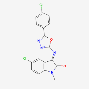 2H-Indol-2-one, 1,3-dihydro-5-chloro-3-((5-(4-chlorophenyl)-1,3,4-oxadiazol-2-yl)imino)-1-methyl-